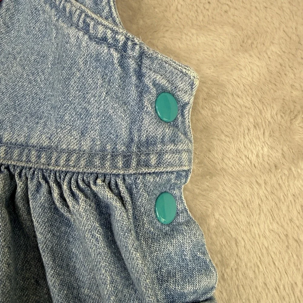 Vintage Gymboree Denim Overall Style Dress Sz S Rainbow Tag 90s 2000s Y2K
